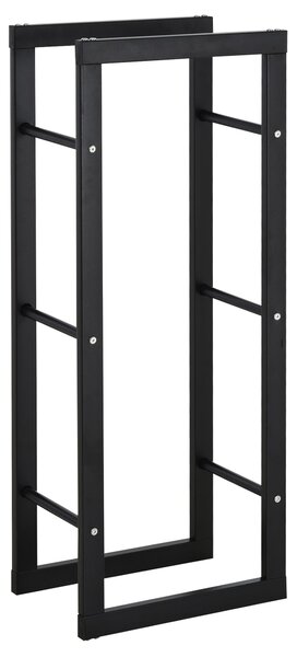 Portalegna Legnaia in Ferro 40x25x100 cm da Interno Max 100Kg Nero