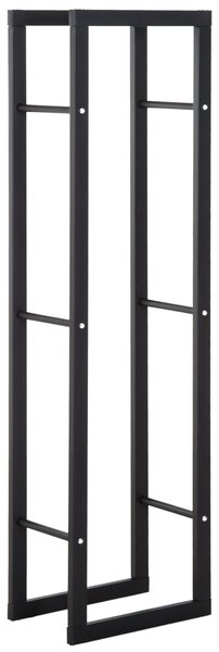 Portalegna Legnaia Verticale in Ferro 40x25x150 cm da Interno Max 100Kg Nero