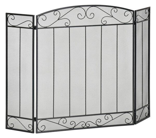 Parascintille con Antine 105x1,6x80,5 cm in Acciaio e Rete Metallica Nero