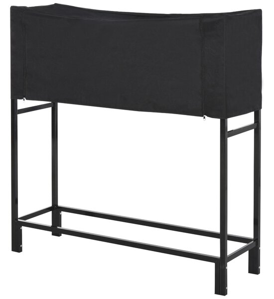 Portalegna per Camino 122x35x123 cm in Acciaio con Copertura Nero