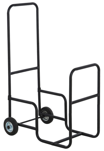 Portalegna per Camino 56x40x90,5 cm con Ruote in Acciaio Nero