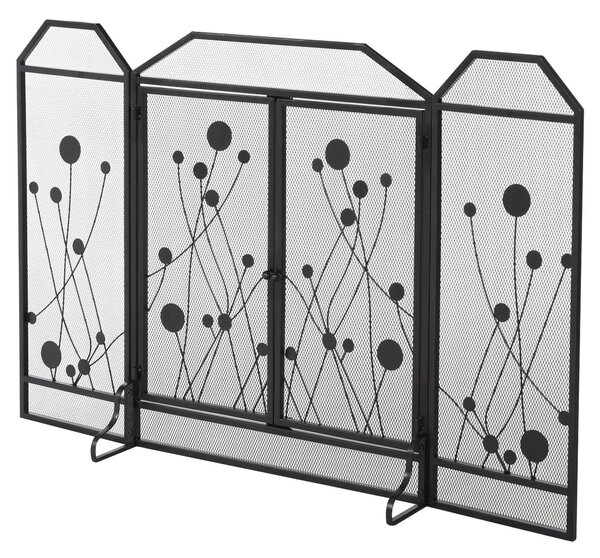Parascintille con Antine 125x80 cm per Camino a Legna in Metallo Nero