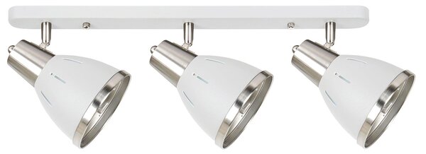 Plafoniera con 3 Faretti LED da Soffitto Orientabili in Metallo Cromato Bianco Ø13x16x55 cm