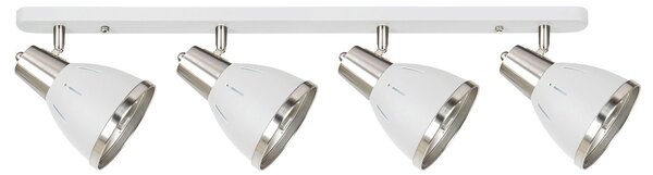 Plafoniera con 4 Faretti LED da Soffitto Orientabili in Metallo Cromato Bianco Ø13x16x72 cm