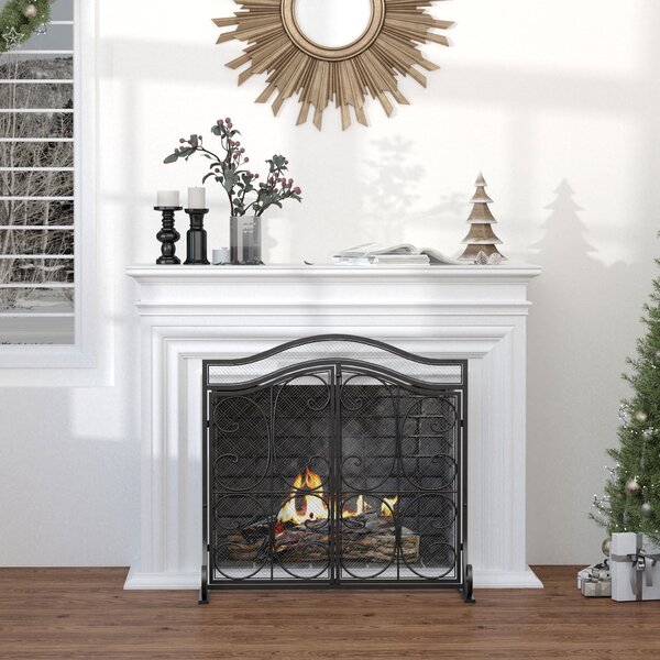 Parascintille con Antine 88x30x89 cm in Metallo Nero