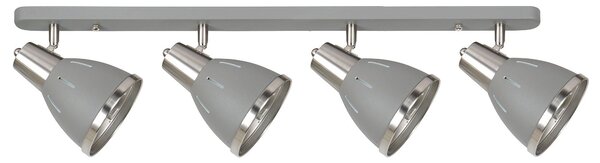 Plafoniera con 4 Faretti LED da Soffitto Orientabili in Metallo Cromato Grigio Ø13x16x72 cm
