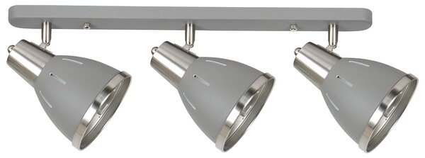 Plafoniera con 3 Faretti LED da Soffitto Orientabili in Metallo Cromato Grigio Ø13x16x55 cm