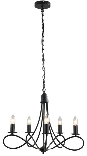 Lampada da Soffitto 200W E14 in Acciaio Intrecciato Nero