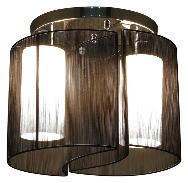 Lampada da Soffitto 2 Paralumi 80W E27 in Acciaio e Vetro Ø47,5x33 cm Nero