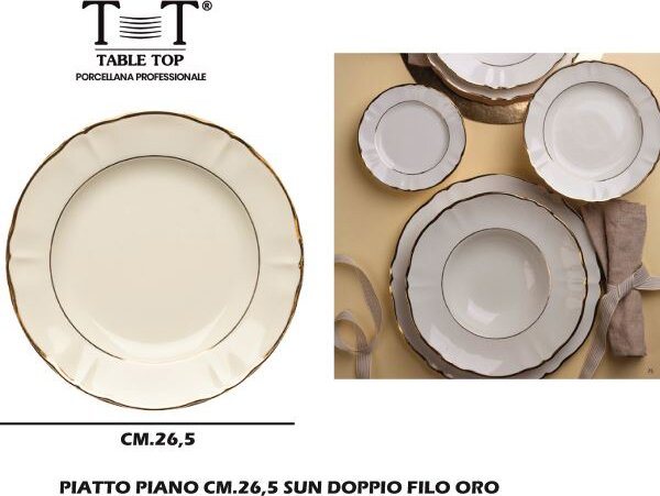 Table Top Piatto Piano 21 cm Doppio Filo colore Oro - TAB1771