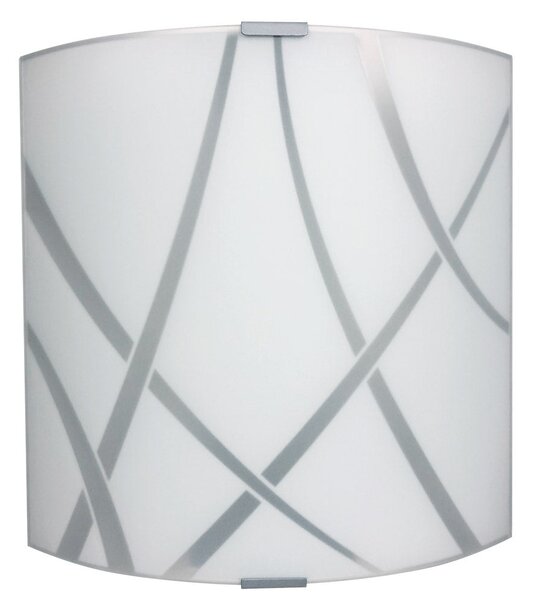 Applique 1xE27 Montatura Argento Vetro Lastra Bianco E-Energy Clio