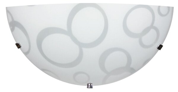 Applique 1xE27 Ganci Cromo Vetro Lastra Bianco Decorato Cerchi E-Energy Daria