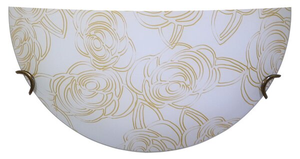 Applique 1xE27 Ganci Bz Vetro Lastra Bianco Decorato Rose E-Energy Caterina