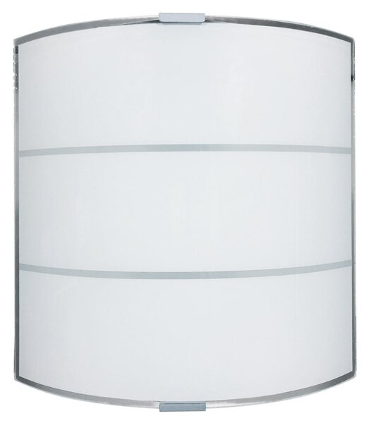 Applique 1xE27 Montatura Argento Vetro Lastra Serigrafato Bianco 2 Righe E-Energy Luce