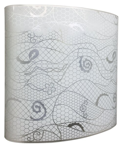 Applique 1xE27 Montatura Bianca Vetro Lastra Bianco Astratto E-Energy Cora