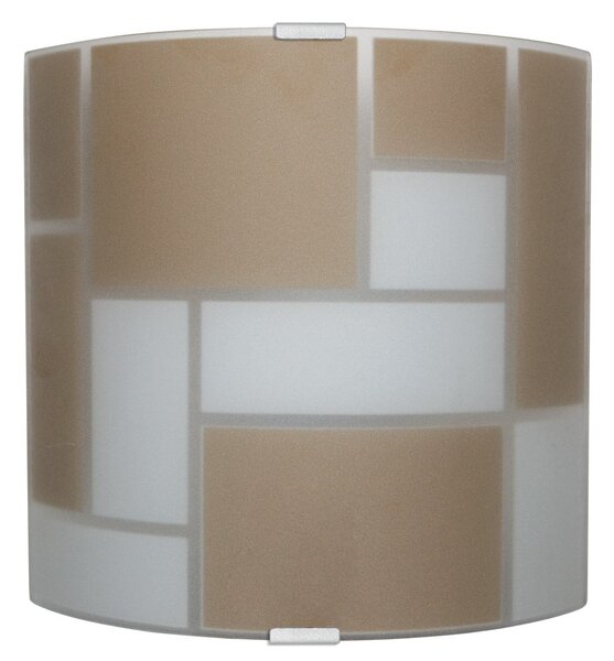 Applique 1xE27 Montatura Argento Vetro Lastra Bianco-Marrone E-Energy Dora