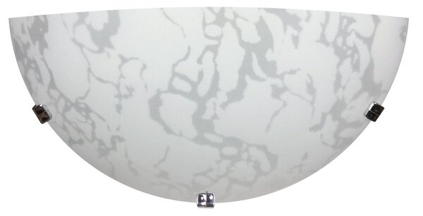 Applique 1xE27 Ganci Cromo Vetro Lastra Bianco Decorato Marmo E-Energy Maida