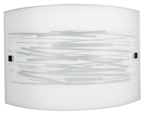Applique 1xE27 Finali Cromo Vetro Lastra Bianco Decorato Righe E-Energy Manuela