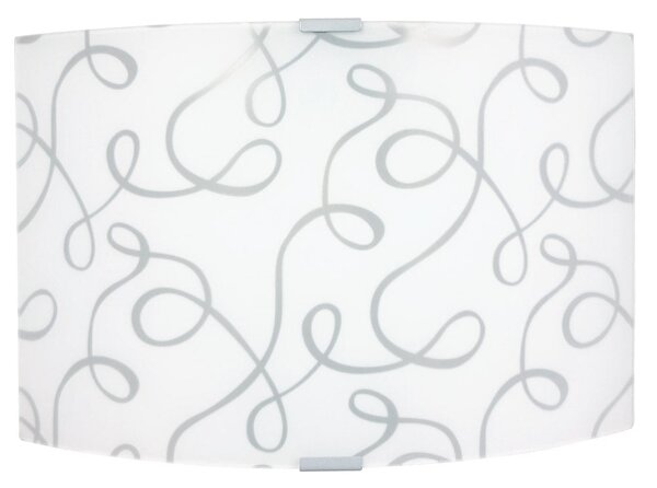Applique 1xE27 Finali Cromo Vetro Lastra Bianco Decorato Fantasi E-Energy Marilena