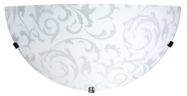 Applique 1xE27 Ganci Cromo Vetro Lastra Bianco Decorato Damasco E-Energy Michela
