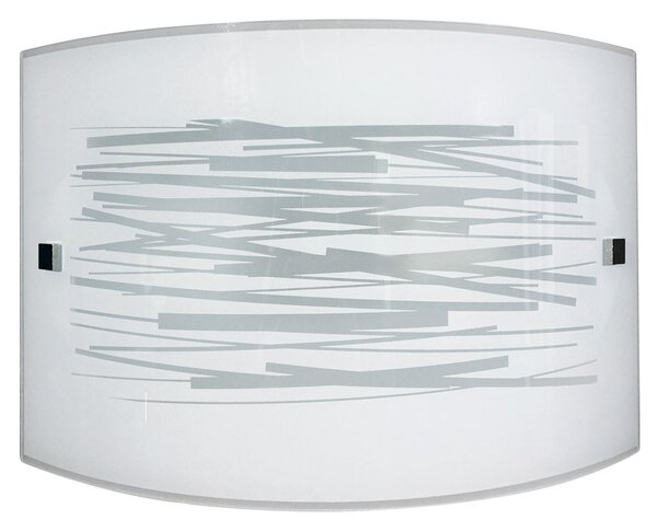 Applique 1xE27 Finali Cromo Vetro Lastra Bianco Decorato Righe E-Energy Manuela