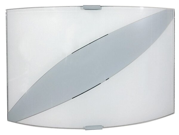 Applique 1xE27 Montatura Argento Vetro Lastra Bianco Decorato Fascia E-Energy Valentina