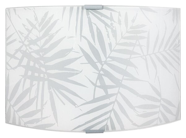 Applique 1xE27 Montatura Argento Vetro Lastra Decorato Foglie E-Energy Vanessa