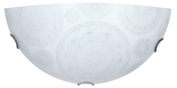 Applique 1xE27 Ganci Cromo Vetro Lastra Bianco Decorato Ruote E-Energy Tosca