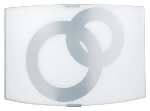 Applique 1xE27 Montatura Argento Vetro Lastra Bianco Cerchi E-Energy Stefania