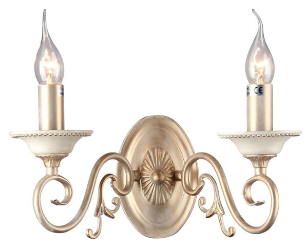 Lampada da parete Elegant in Metallo Perla Crema con Oro