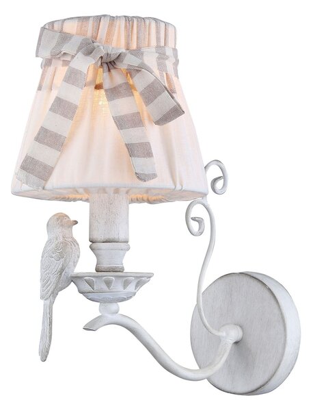 Lampada da parete Elegant in Metallo Bird Bianco Antique