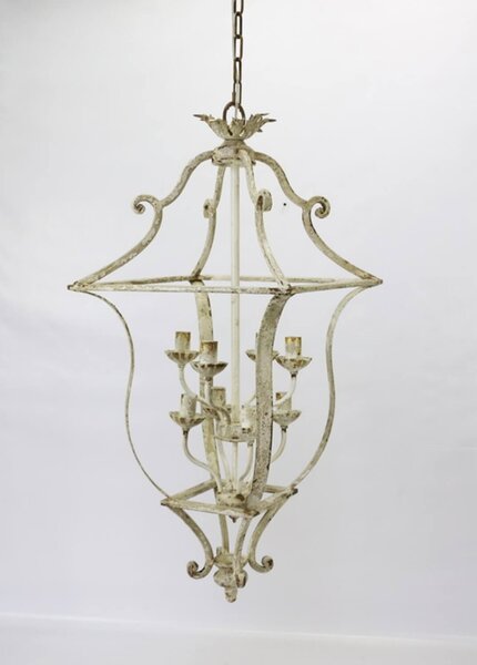 Lampadario 8 Luci in Metallo 45x98x45cm Sbiancato