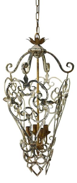 Lampadario 4 Luci in Metallo 46x90x46cm Sbiancato