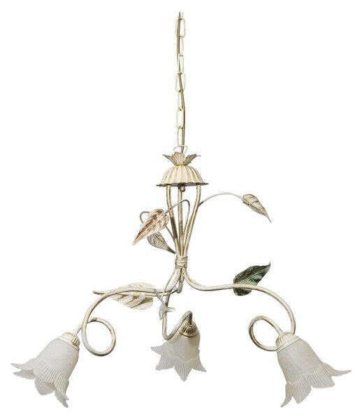 Lampadario 3xE14 Montatura Anticata Vetro Paglierino E-Energy Arianna