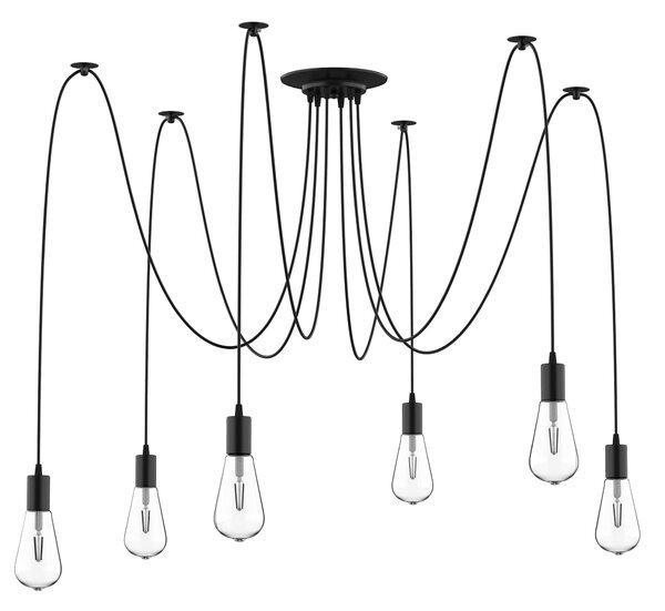 Lampadario a Soffitto Moderno a Sospensione 6 Luci E27 Ø34x16 cm Nero