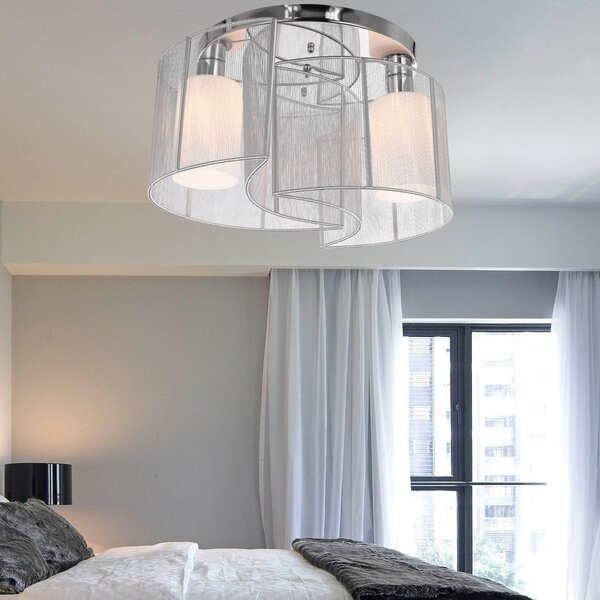 Lampadario a Incasso Ø35x25 cm con 2 Paralumi in Metallo