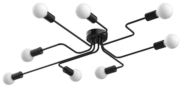 Lampadario a Soffitto Moderno da Soffitto 8 Luci E27 105x74x11 cm Nero