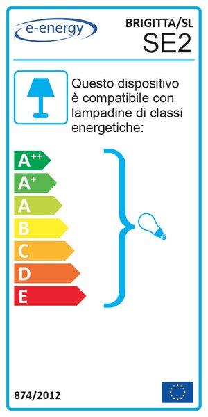 Saliscendi D45 1xE27 Montatura Bianca Vetro Lastra Bianco E-Energy Brigitta