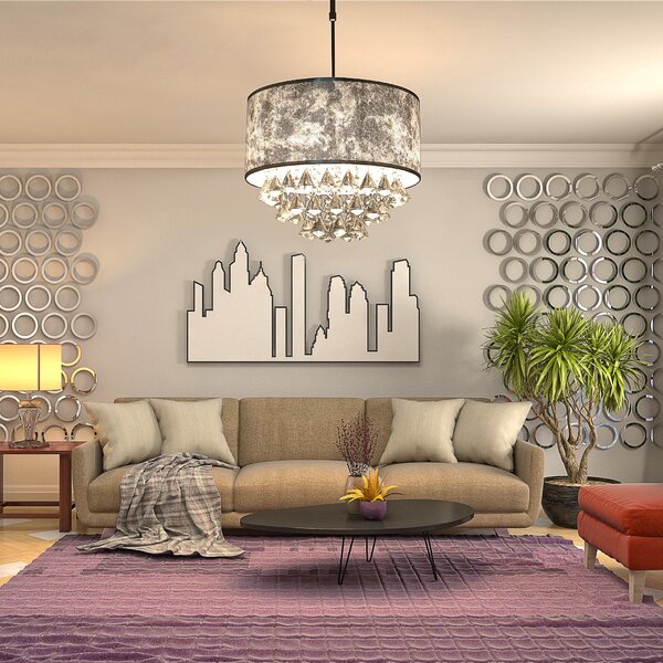 Lampadario a Soffitto Moderno 44 Pendenti in Vetro E14 Ø43x100 cm Grigio