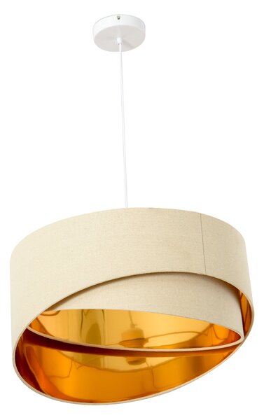 Lampadario a Soffitto Moderno a Sospensione E27 Ø50x136 cm Beige e Oro