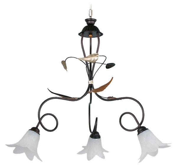 Lampadario 3xE14 Montatura Marrone-Ramato Vetro Paglierino E-Energy Giorgia