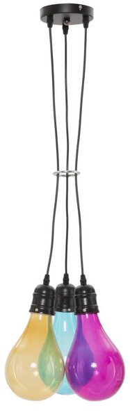 Lampadario Oklahoma 3 Luci Ø25x135 Vetro Ø3,5 cm Metallo e Vetro