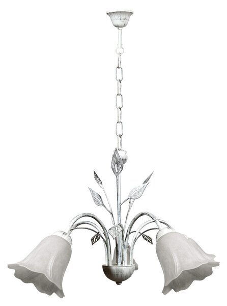 Lampadario 5xE14 Montatura Bianco Argento Vetro Spugnato Bianco E-Energy Teresa