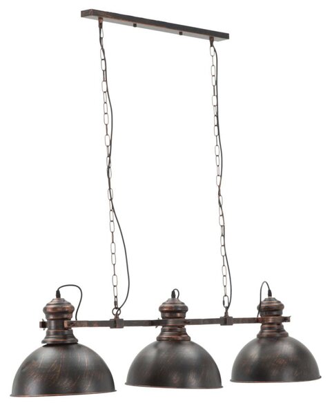 Lampadario 3 Luci Industry 120x30x30 cm in Ferro Nero