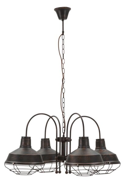 Lampadario Bronks 4 Luci 80x80x40 cm in Ferro Nero