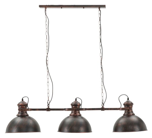 Lampadario 3 Luci Industry 120x30x30 cm in Ferro Nero