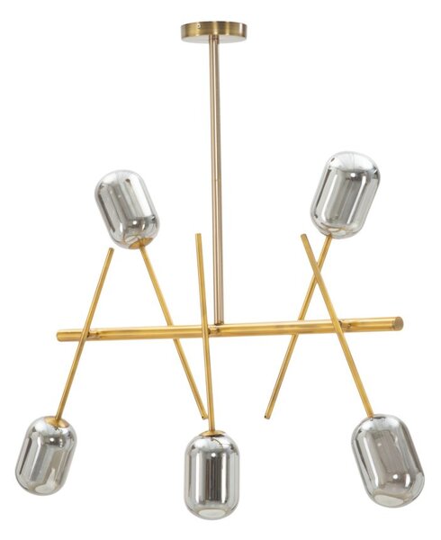 Lampadario Glam Galaxy 100x10x80 cm in Ferro e Vetro Fumo e Oro