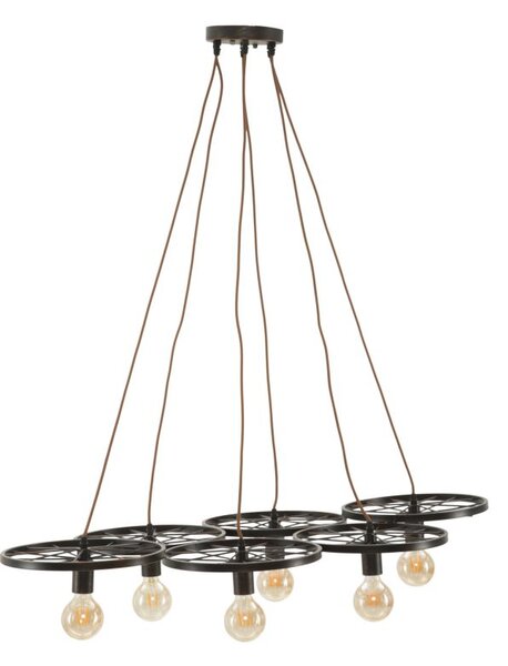 Lampadario Indust Circle 6 Luci 110x60x6 cm in Ferro