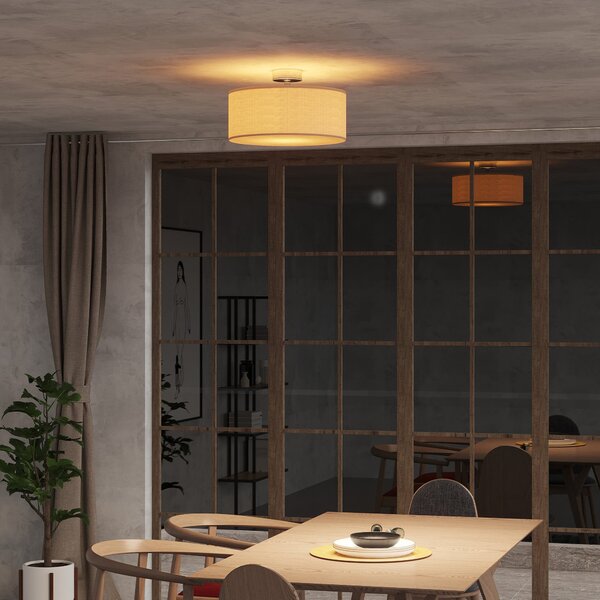 Lampadario Moderno Ø30x17,5 cm G9 40W Paralume in Tessuto Bianco