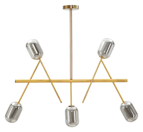 Lampadario Glam Galaxy 100x10x80 cm in Ferro e Vetro Fumo e Oro